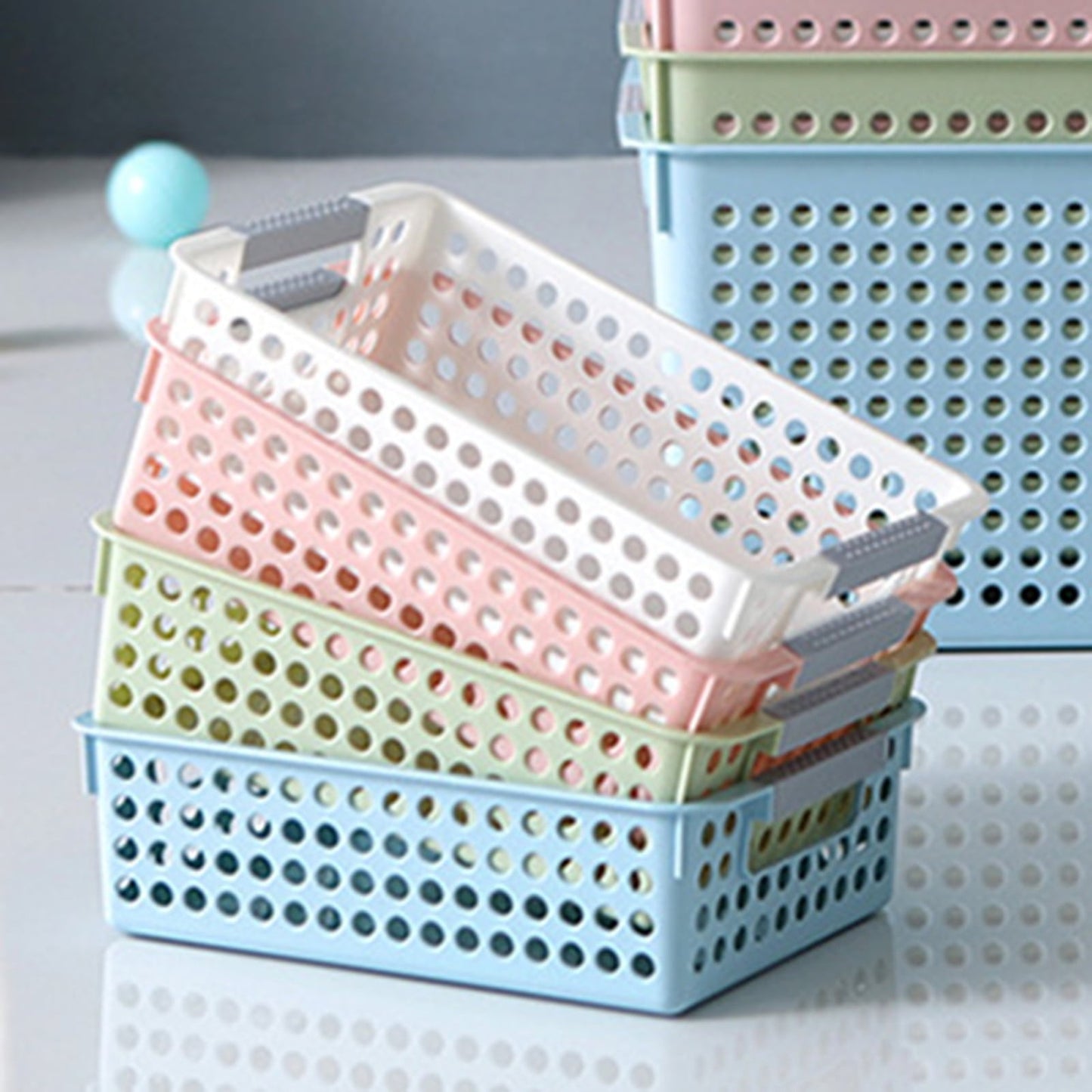 A4 Paper Trays with Grip Handles, 10.43x6.77x2.87"Heavy Duty Book Baskets for Library, Drawers, Office, Home, Desk, Turn in Trays, Plastic Storage Baskets (White/1 Pcs) 10.43" x 6.77" x 2.87" White