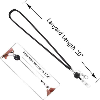 Retractable ID Badge Holder with Bling Neck Strap Lanyard, Heavy Duty Bling Badge Reel with Clear Card Holder for Office Worker Teacher Doctor (Sky Blue/1 Pcs) 3.54x2.64 3.54" x 2.64" Blue