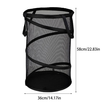 Large Collapsible Laundry Basket, Heavy Duty Foldable Mesh Pop Up Hamper with Handles for Laundry Room, Bathroom, WashRoom, College Dorm, Travel, Storage Organizer, 14.17x22.83 14.17" x 22.83" White