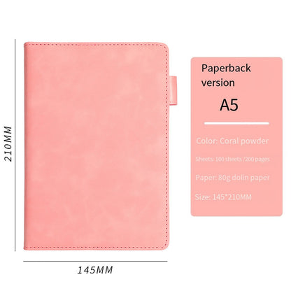 Journal Book Notebook,5.71x8.27",100 Sheets,200 Pages Blank Journal Notebook Thick Sketch Book Hardcover Leather Unlined Journaling Composition Book,Journaling Business Notebook Pink