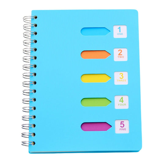 5 Subject Notebook College Ruled,Small Spiral Notebook 5x7 with Removable Divider Tabs, Lined Spiral Notebook for Women,220 Pages A5 Spiral Notebooks for Note Taking Blue
