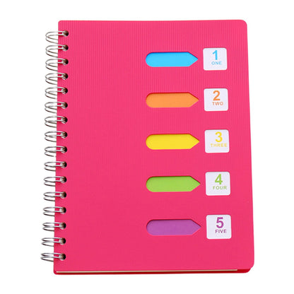5 Subject Notebook College Ruled,Small Spiral Notebook 5x7 with Removable Divider Tabs, Lined Spiral Notebook for Women,220 Pages A5 Spiral Notebooks for Note Taking,Blue Hot Pink