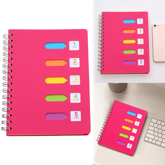 5 Subject Notebook College Ruled,Small Spiral Notebook 5x7 with Removable Divider Tabs, Lined Spiral Notebook for Women,220 Pages A5 Spiral Notebooks for Note Taking,Blue Hot Pink