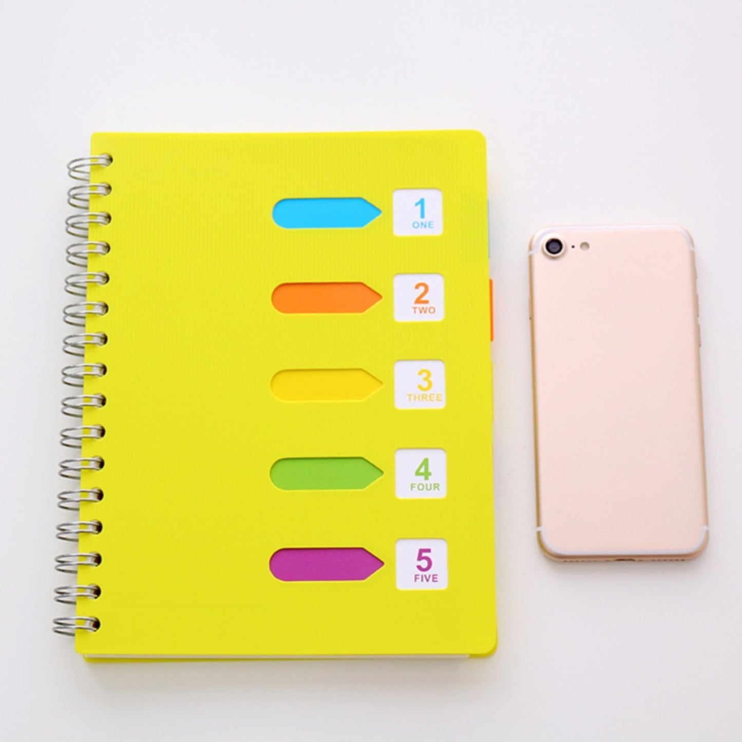 5 Subject Notebook College Ruled,Small Spiral Notebook 5x7 with Removable Divider Tabs, Lined Spiral Notebook for Women,220 Pages A5 Spiral Notebooks for Note Taking,Blue Light Green