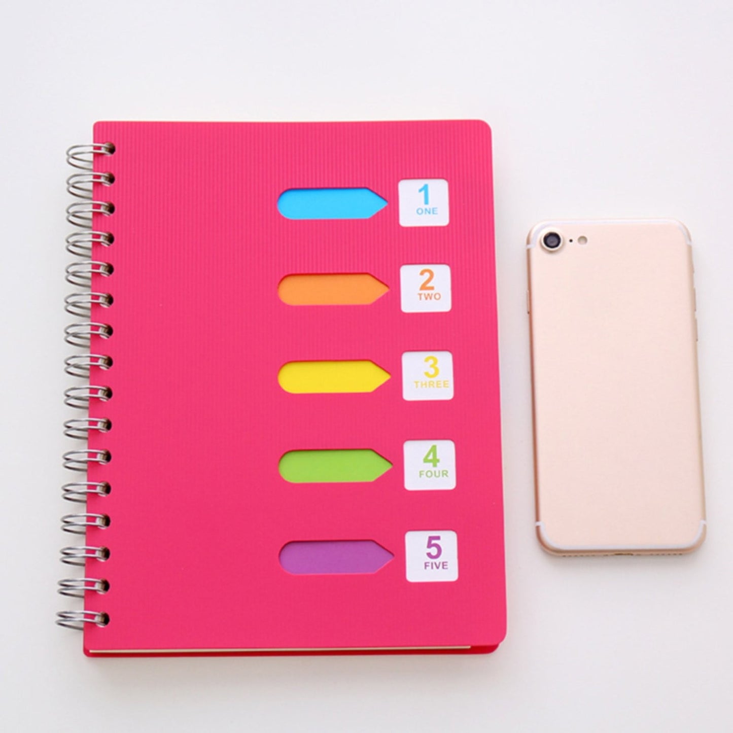 5 Subject Notebook College Ruled,Small Spiral Notebook 5x7 with Removable Divider Tabs, Lined Spiral Notebook for Women,220 Pages A5 Spiral Notebooks for Note Taking,Blue Light Green