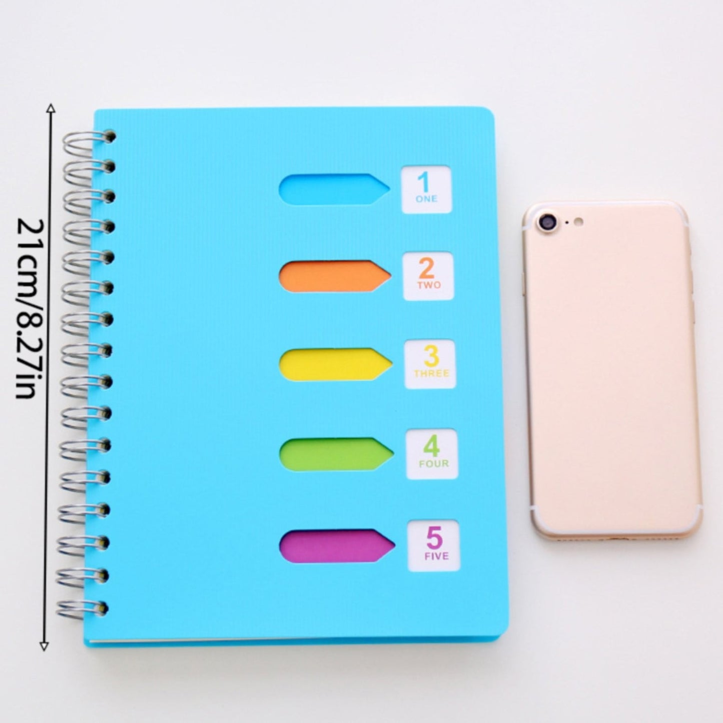 5 Subject Notebook College Ruled,Small Spiral Notebook 5x7 with Removable Divider Tabs, Lined Spiral Notebook for Women,220 Pages A5 Spiral Notebooks for Note Taking,Blue Yellow