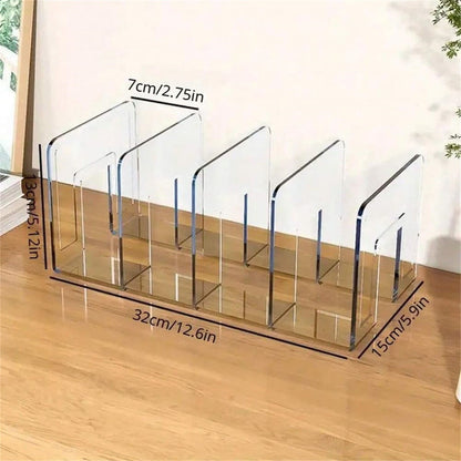 Acrylic File Sorter, Clear Handbag Holder Acrylic Desk Organizer, Sturdy Desktop Files Organizer Files Folder Holder Rack for Envelopes Mail Letter Paper Notebook Electronics, 1 Pcs, 12.6x5.9x5.12 12.6" x 5.9" x 5.12" Clear