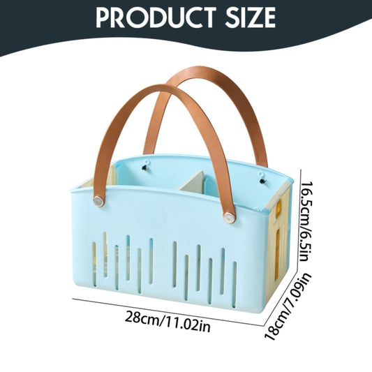 Cotton Woven Basket with PU Leather Handle, Clothes Toys Candy Gifts Cotton Rope Organizer, Living Room Basket Bathroom Shower Storage Laundry Basket, Dog Cat Bed, Fall Basket, 11.02x8.66x4.33 11.02" x 7.09" x 6.5" Blue