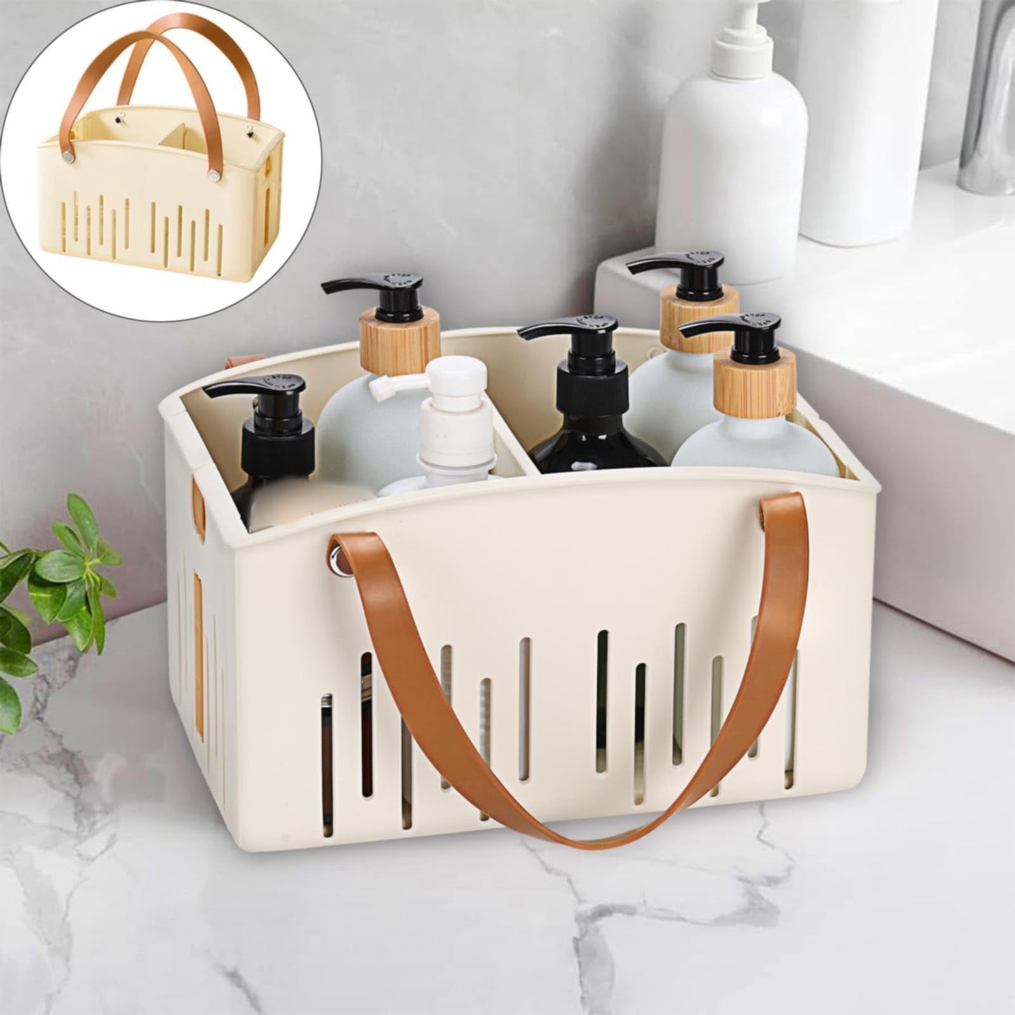 Cotton Woven Basket with PU Leather Handle, Clothes Toys Candy Gifts Cotton Rope Organizer, Living Room Basket Bathroom Shower Storage Laundry Basket, Dog Cat Bed, Fall Basket, 11.02x8.66x4.33 11.02" x 7.09" x 6.5" White