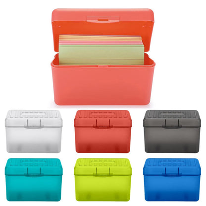 1Pc Index Card Holder,Index Card File with Flip Top,Plastic Card Holders,Note Flash Card Organizer Case,Index Card Holder,Photo Boxes Storage,Notecard Recipe,Holds Ideal for Filing Cards(Red) Red