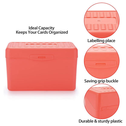 1Pc Index Card Holder,Index Card File with Flip Top,Plastic Card Holders,Note Flash Card Organizer Case,Index Card Holder,Photo Boxes Storage,Notecard Recipe,Holds Ideal for Filing Cards(Red) White