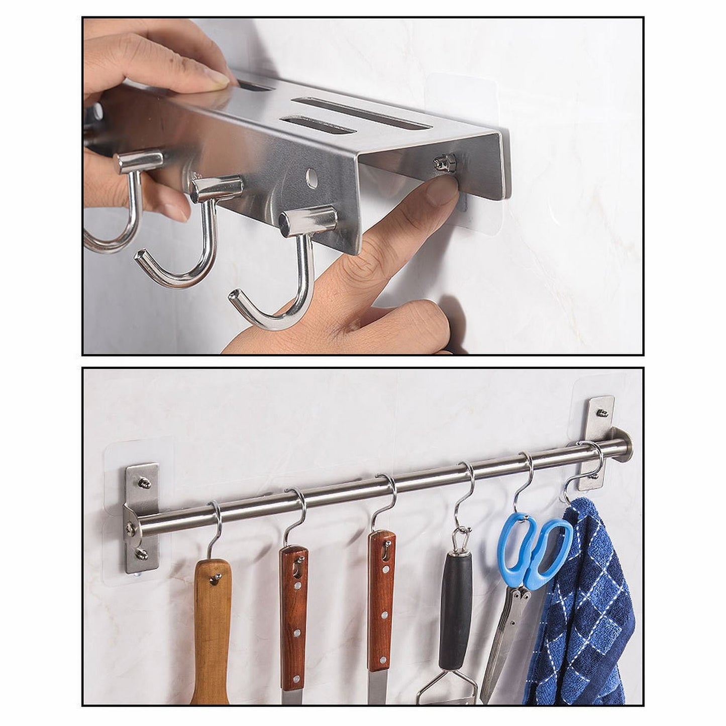 Self Adhesive Picture Hooks, Heavy Duty Picture Hangers Without Nails, Wall Hooks for Hanging, Transparent Waterproof Frame Hangers, Sticky Hook for Bathroom Kitchen, 3 Pcs, 2.4x2.4 2.4" x 2.4" White/2 Pcs