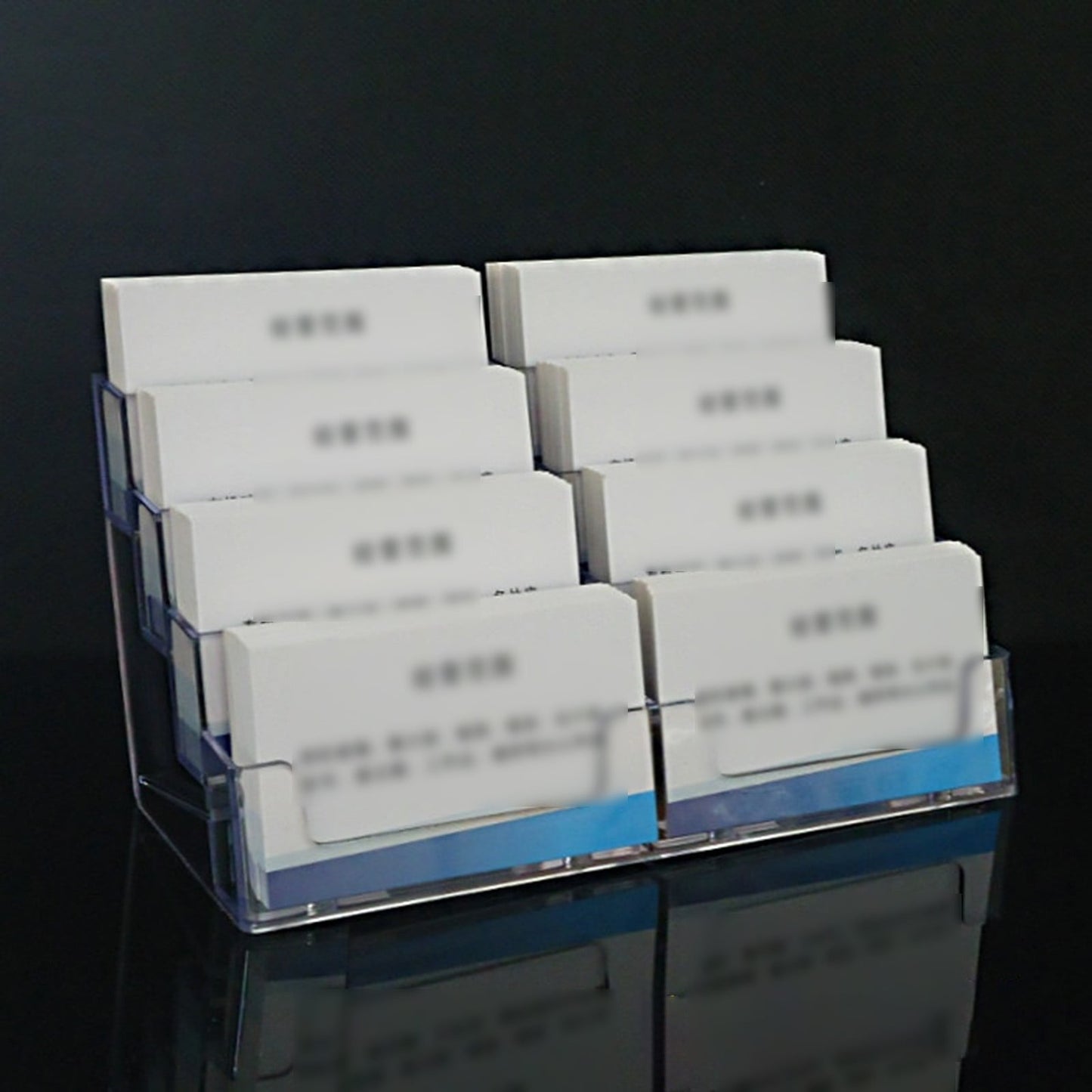 Business Card Holder, Acrylic Business Card Stand for Desk with 4 Tier, Plastic Cards Display Holder for Exhibition, Home and , 8 Pocket, 1 Pack, 7.68x3.35x3.94 7.68" x 3.35" x 3.94" Clear