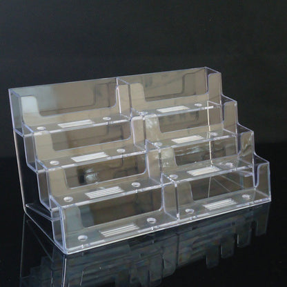 Business Card Holder, Acrylic Business Card Stand for Desk with 4 Tier, Plastic Cards Display Holder for Exhibition, Home and , 8 Pocket, 1 Pack, 7.68x3.35x3.94 7.68" x 3.35" x 3.94" Clear