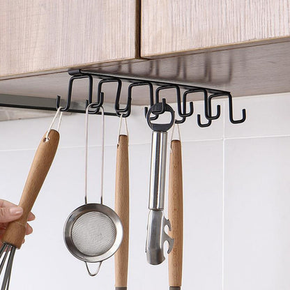 Under Cabinet Storage Mug Hooks, Under Cabinet Utensil Holder Hanger Hook, Double Sided Utensil Racks Coffee Mug Holder for Kitchen Storage, 12 Hooks, 10.03x3.15x2.75 10.8" x 3.34" x 2.95" Black