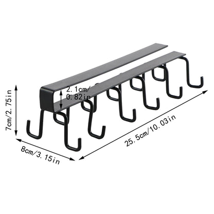 Under Cabinet Storage Mug Hooks, Under Cabinet Utensil Holder Hanger Hook, Double Sided Utensil Racks Coffee Mug Holder for Kitchen Storage, 12 Hooks, 10.03x3.15x2.75 10.8" x 3.34" x 2.95" Black