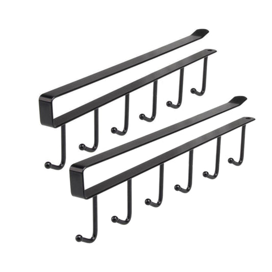 Under Cabinet Storage Mug Hooks, Under Cabinet Utensil Holder Hanger Hook, Double Sided Utensil Racks Coffee Mug Holder for Kitchen Storage, 12 Hooks, 10.03x3.15x2.75 10.43" x 2.95" Black/2 Pack