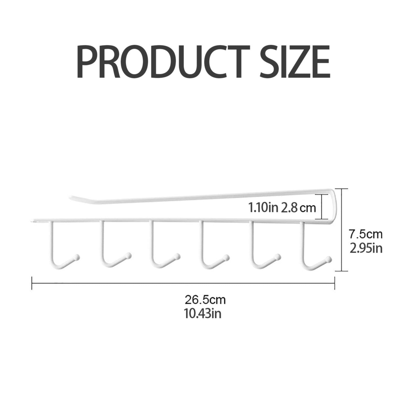 Under Cabinet Storage Mug Hooks, Under Cabinet Utensil Holder Hanger Hook, Double Sided Utensil Racks Coffee Mug Holder for Kitchen Storage, 12 Hooks, 10.03x3.15x2.75 10.43" x 2.95" Black/2 Pack