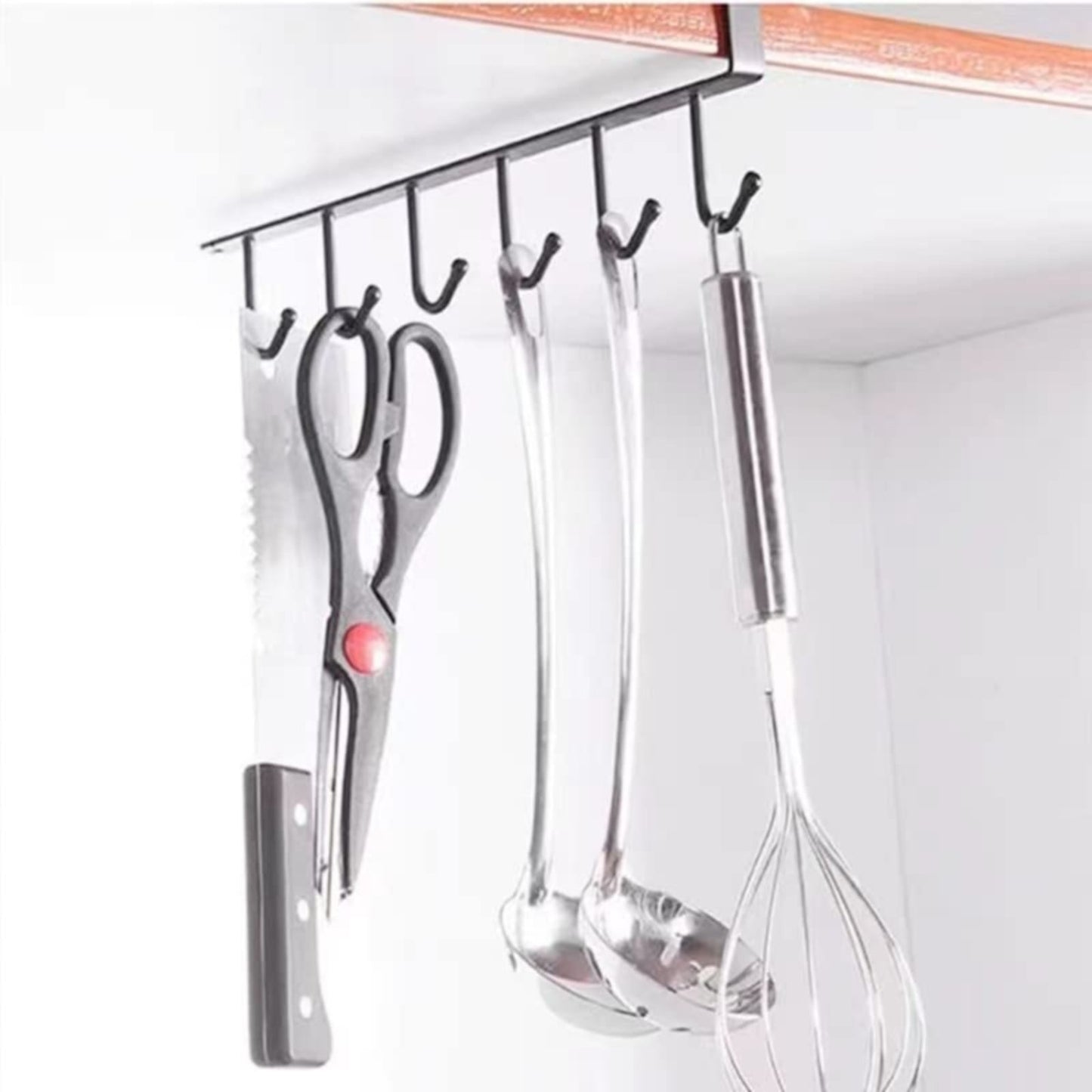 Under Cabinet Storage Mug Hooks, Under Cabinet Utensil Holder Hanger Hook, Double Sided Utensil Racks Coffee Mug Holder for Kitchen Storage, 12 Hooks, 10.03x3.15x2.75 10.43" x 2.95" Black/2 Pack