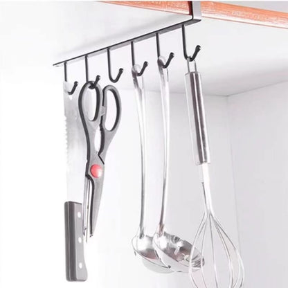 Under Cabinet Storage Mug Hooks, Under Cabinet Utensil Holder Hanger Hook, Double Sided Utensil Racks Coffee Mug Holder for Kitchen Storage, 12 Hooks, 10.03x3.15x2.75 10.43" x 2.95" Black/2 Pack