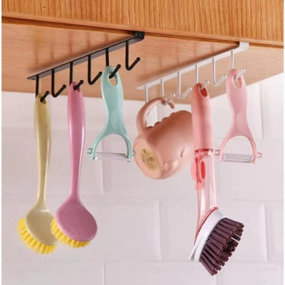Under Cabinet Storage Mug Hooks, Under Cabinet Utensil Holder Hanger Hook, Double Sided Utensil Racks Coffee Mug Holder for Kitchen Storage, 12 Hooks, 10.03x3.15x2.75 10.43" x 2.95" Black/2 Pack