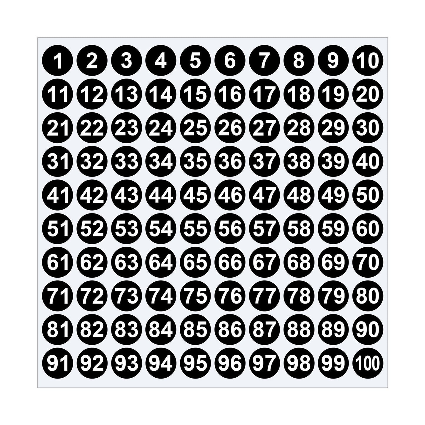 1 Inch Round Number Stickers,1-100 Multi-Color Self-Adhesive Labels for Mailbox,Scrapbook,and DIY Crafts,Easy to Peel and Stick on Various Surfaces,Durable Paper Material for Long-Lasting Use Black