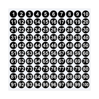 1 Inch Round Number Stickers,1-100 Multi-Color Self-Adhesive Labels for Mailbox,Scrapbook,and DIY Crafts,Easy to Peel and Stick on Various Surfaces,Durable Paper Material for Long-Lasting Use Black