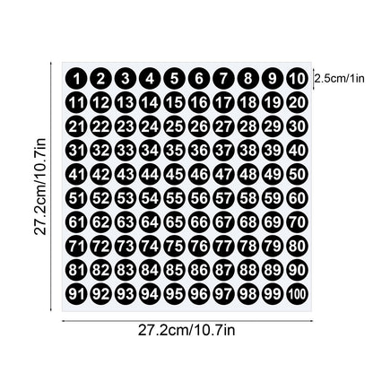 1 Inch Round Number Stickers,1-100 Multi-Color Self-Adhesive Labels for Mailbox,Scrapbook,and DIY Crafts,Easy to Peel and Stick on Various Surfaces,Durable Paper Material for Long-Lasting Use Black