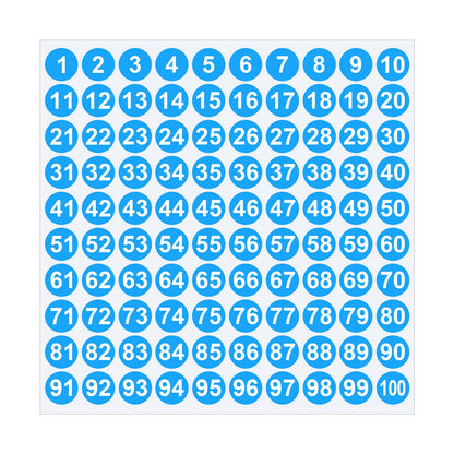 1 Inch Round Number Stickers,1-100 Multi-Color Self-Adhesive Labels for Mailbox,Scrapbook,and DIY Crafts,Easy to Peel and Stick on Various Surfaces,Durable Paper Material for Long-Lasting Use Blue