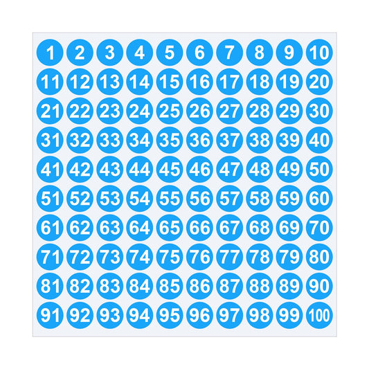 1 Inch Round Number Stickers,1-100 Multi-Color Self-Adhesive Labels for Mailbox,Scrapbook,and DIY Crafts,Easy to Peel and Stick on Various Surfaces,Durable Paper Material for Long-Lasting Use Blue