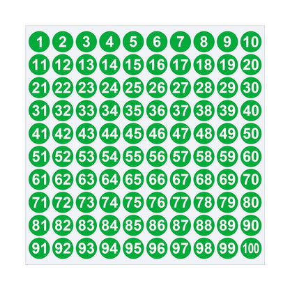 1 Inch Round Number Stickers,1-100 Multi-Color Self-Adhesive Labels for Mailbox,Scrapbook,and DIY Crafts,Easy to Peel and Stick on Various Surfaces,Durable Paper Material for Long-Lasting Use Green