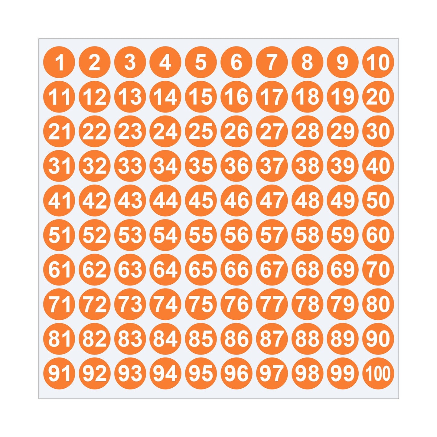 1 Inch Round Number Stickers,1-100 Multi-Color Self-Adhesive Labels for Mailbox,Scrapbook,and DIY Crafts,Easy to Peel and Stick on Various Surfaces,Durable Paper Material for Long-Lasting Use Orange