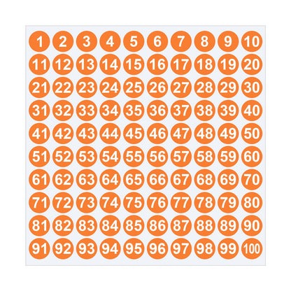 1 Inch Round Number Stickers,1-100 Multi-Color Self-Adhesive Labels for Mailbox,Scrapbook,and DIY Crafts,Easy to Peel and Stick on Various Surfaces,Durable Paper Material for Long-Lasting Use Orange