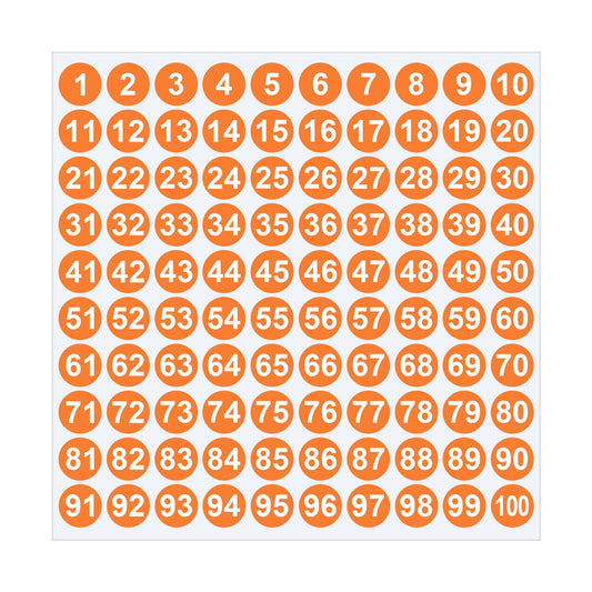 1 Inch Round Number Stickers,1-100 Multi-Color Self-Adhesive Labels for Mailbox,Scrapbook,and DIY Crafts,Easy to Peel and Stick on Various Surfaces,Durable Paper Material for Long-Lasting Use Orange