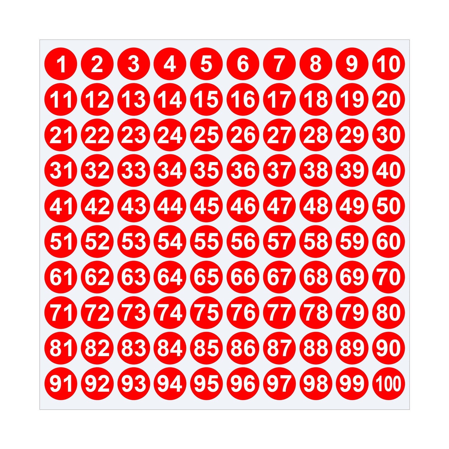 1 Inch Round Number Stickers,1-100 Multi-Color Self-Adhesive Labels for Mailbox,Scrapbook,and DIY Crafts,Easy to Peel and Stick on Various Surfaces,Durable Paper Material for Long-Lasting Use Red