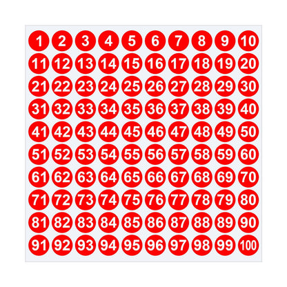 1 Inch Round Number Stickers,1-100 Multi-Color Self-Adhesive Labels for Mailbox,Scrapbook,and DIY Crafts,Easy to Peel and Stick on Various Surfaces,Durable Paper Material for Long-Lasting Use Red