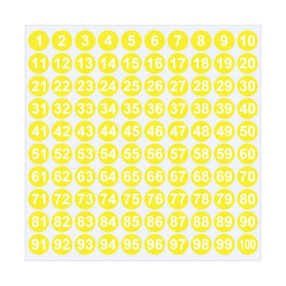 1 Inch Round Number Stickers,1-100 Multi-Color Self-Adhesive Labels for Mailbox,Scrapbook,and DIY Crafts,Easy to Peel and Stick on Various Surfaces,Durable Paper Material for Long-Lasting Use Yellow