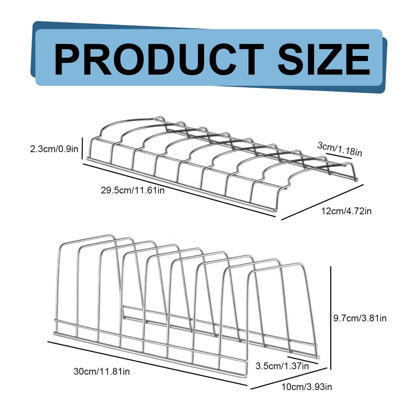 1 Pcs Lid Organizer,Pot Lid Organizer,Metal Pot Lid Holder,8-Tier Pot Lid Rack for Bakeware Dish Plate,Cutting Boards,Pots & Pans,Serving Trays,Containers in Cabinet Pantry,(A,11.61x4.72x0.9 in) A