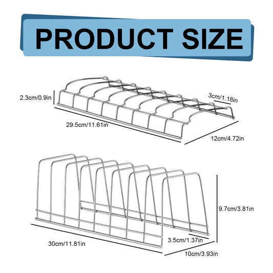 1 Pcs Lid Organizer,Pot Lid Organizer,Metal Pot Lid Holder,8-Tier Pot Lid Rack for Bakeware Dish Plate,Cutting Boards,Pots & Pans,Serving Trays,Containers in Cabinet Pantry,(A,11.61x4.72x0.9 in) A