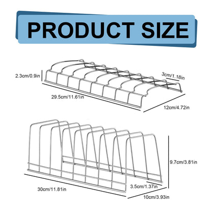 1 Pcs Lid Organizer,Pot Lid Organizer,Metal Pot Lid Holder,8-Tier Pot Lid Rack for Bakeware Dish Plate,Cutting Boards,Pots & Pans,Serving Trays,Containers in Cabinet Pantry,(A,11.61x4.72x0.9 in) B