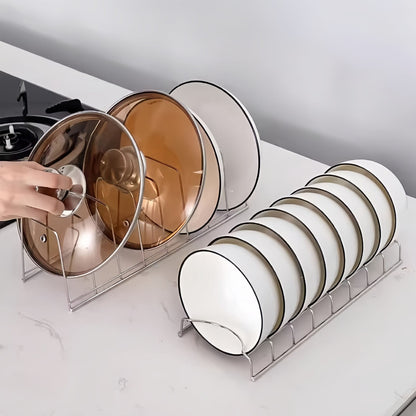 1 Pcs Lid Organizer,Pot Lid Organizer,Metal Pot Lid Holder,8-Tier Pot Lid Rack for Bakeware Dish Plate,Cutting Boards,Pots & Pans,Serving Trays,Containers in Cabinet Pantry,(A,11.61x4.72x0.9 in) B