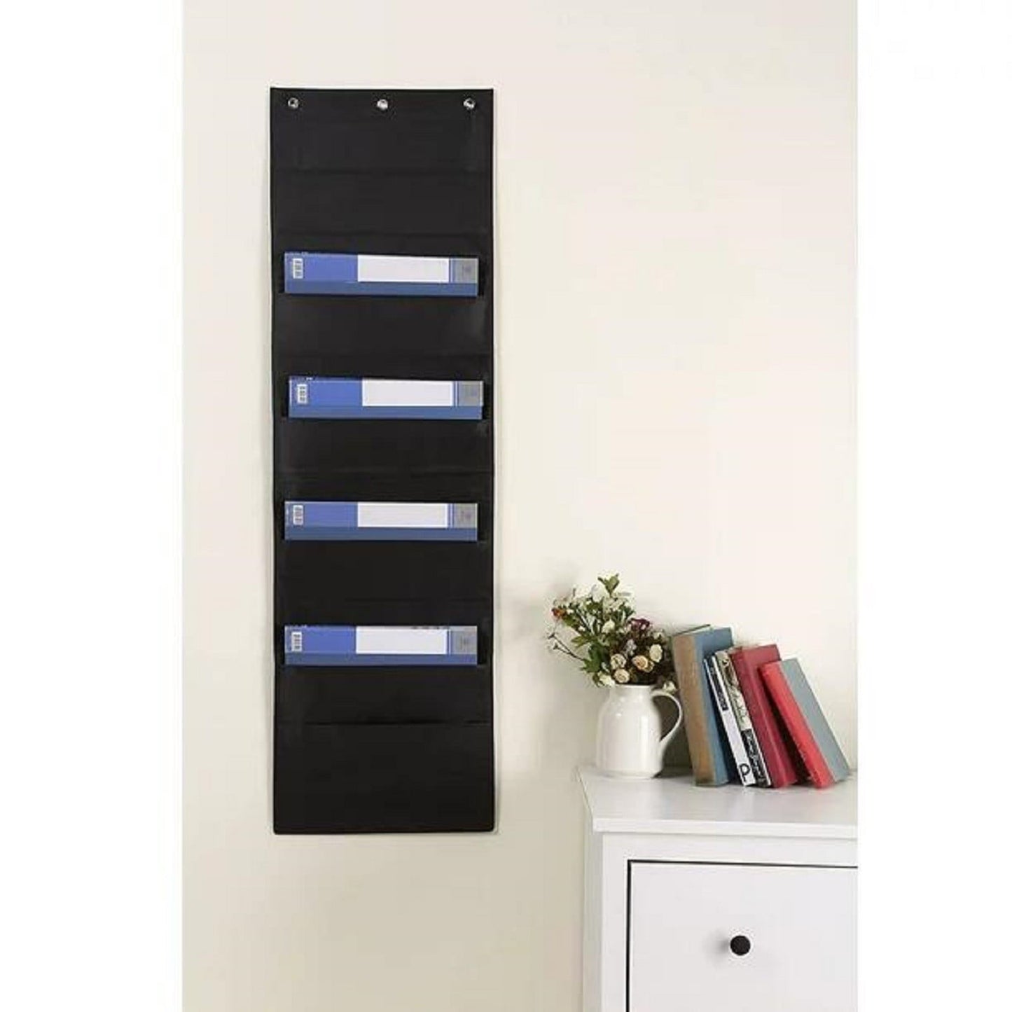 1 Pcs Hanging Wall File Organizer,10 Pocket Storage Pocket Charts,Hanging Wall File Organizer for File Folders,File Pocket Chart,Versatile Wall Hanging File Folder Organizer,(Black,9.84x14.96 in) Black