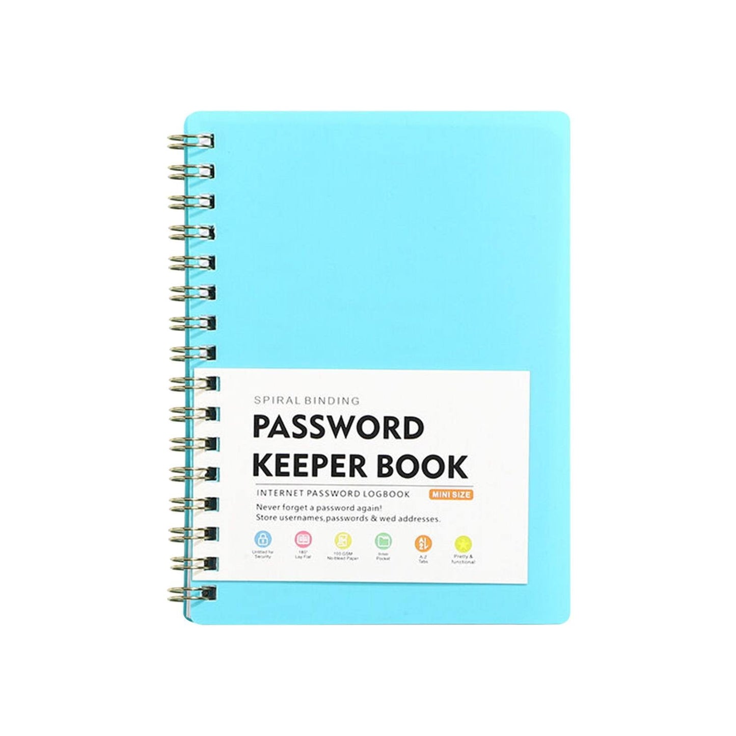 Spiral Password Book with Alphabetical Tabs,Plastic Password Book,Password Book Password Book with Personal Alphabet Label Internet Address and Password Headquarters Password Log, 4.25"x5.7"(Grey) Grey