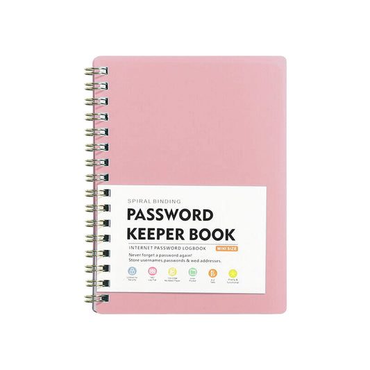 Spiral Password Book with Alphabetical Tabs,Plastic Password Book,Password Book Password Book with Personal Alphabet Label Internet Address and Password Headquarters Password Log, 4.25"x5.7"(Grey) Pink