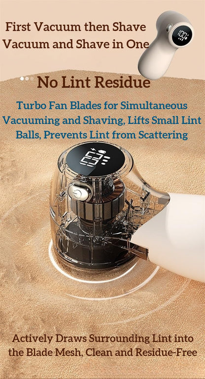 Lint Remover - Lint Trimmer - Lint Remover - Electric Lint Remover - Clothes Roller - Lint Brush - Rechargeable - LED Display - Cordless - Clothes Shaving - Lint Removal - Wool Comb - Beige - 1 Piece