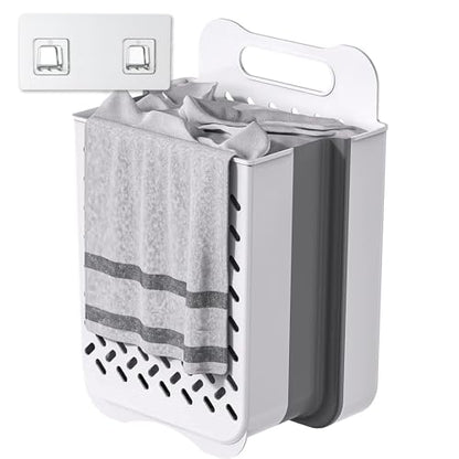 Laundry Basket - Folding Laundry Basket - Wall Shelf - Bath Shelf - Bathroom Rack - Storage Rack - Storage Basket - Organizer - Foldable Silicone Laundry Basket - Bathroom Furniture - Bathroom - Toilet - Black - 1 Piece