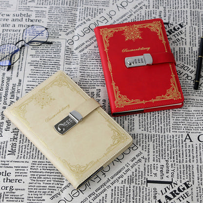 Diary - Journal - diary with lock - password book - Notebook - notebook A5 - diary for adults - books - Retro - Creative - Christmas gifts - Christmas gifts for adults - gift for women - gift for men -White