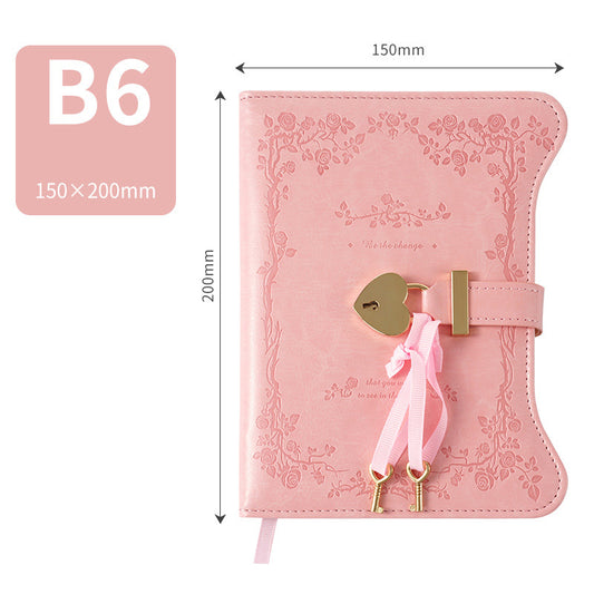 Diary - Journal - diary with lock - password book - Notebook - notebook b6 - diary for adults - books - Retro - Creative - Christmas gifts - Christmas gifts for adults - gift for women - gift for men - pink
