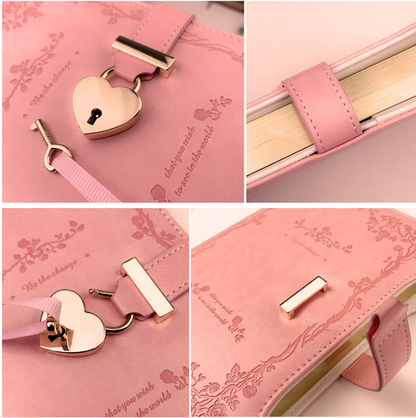 Diary - Journal - diary with lock - password book - Notebook - notebook b6 - diary for adults - books - Retro - Creative - Christmas gifts - Christmas gifts for adults - gift for women - gift for men - pink