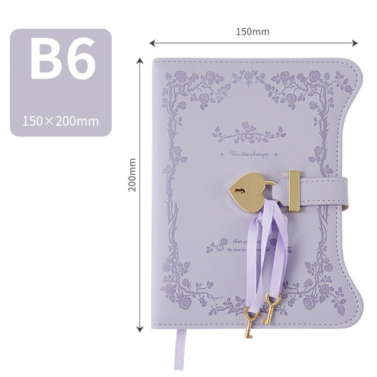 Diary - Journal - diary with lock - password book - Notebook - notebook b6 - diary for adults - books - Retro - Creative - Christmas gifts - Christmas gifts for adults - gift for women - gift for men - Purple